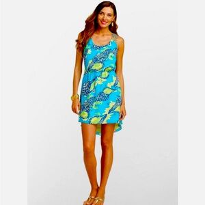 EUC *Lilly Pulitzer* Calissi Turquoise Sound the Horn Hi-Low Sequin Dress XS